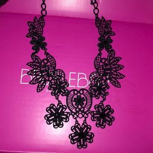 Metal Lace BaubleBar Necklace with Black Diamonds